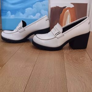 Women's White Loafer Heels!